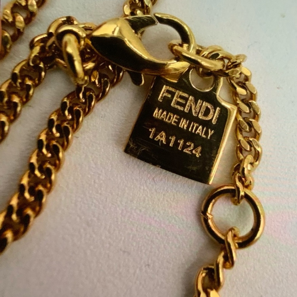 FENDI Forever Plate FF Logo Necklace in box NWT